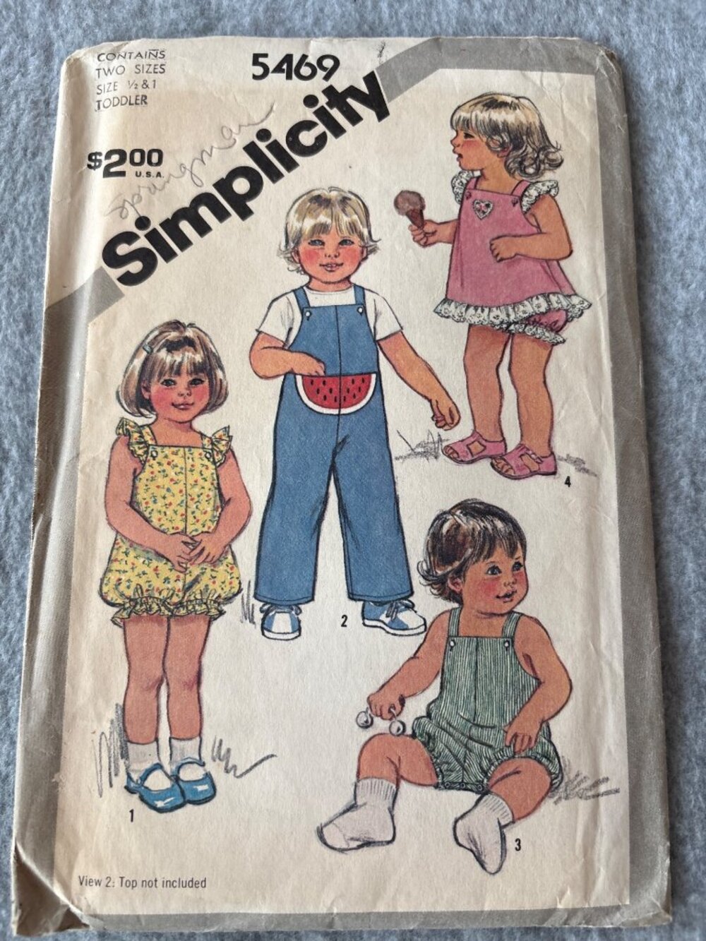 Simplicity 5469 Toddler Sewing Pattern Size 1/2 1 Overalls Sundress Romper Uncut